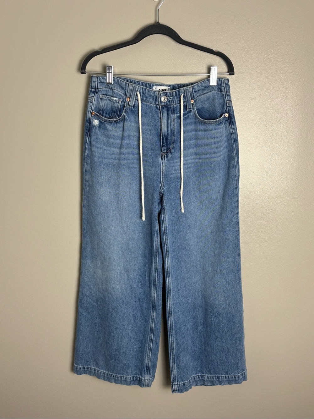 PAIGE Zoey Denim Wide-Leg Drawstring High Rise Relaxed Fit Jeans  Size 29 - Picture 7 of 17